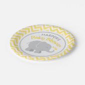 Assiettes En Carton Baby shower d'éléphant jaune et gris moderne (Angle)