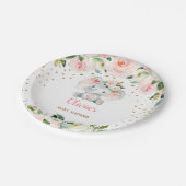 Assiettes En Carton Baby shower d'éléphant rose (Angle)