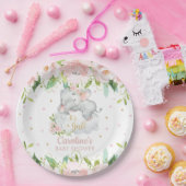 Assiettes En Carton Baby shower d'éléphant rose flou mou (Fête)