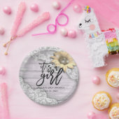 Assiettes En Carton Baby shower dentelle tournesol grange bois String (Fête)