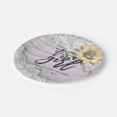 Assiettes En Carton Baby shower dentelle tournesol grange bois String (Angle)