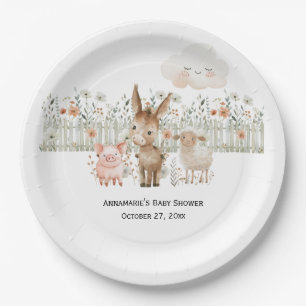 Assiettes En Carton Baby shower des animaux de ferme  