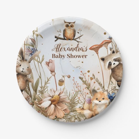 Assiettes En Carton Baby shower des animaux forestiers (Devant)