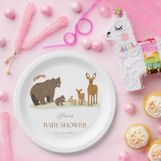 Assiettes En Carton Baby shower des animaux forestiers (Fête)