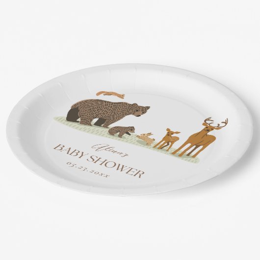 Assiettes En Carton Baby shower des animaux forestiers (Angle)