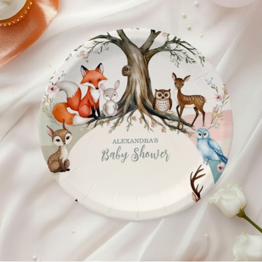 Assiettes En Carton Baby shower des animaux forestiers