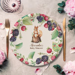 Assiettes En Carton Baby shower des animaux forestiers<br><div class="desc">Apportez l'enchantement de la forêt à votre baby shower avec nos plaques de papier Baby shower Woodland Forest Animals. Ces charmantes assiettes présentent de délicieuses illustrations de créatures boisées au milieu d'une forêt luxuriante, ajoutant une touche de fantaisie à votre célébration. Conçues avec soin dans le détail, nos plaques en...</div>