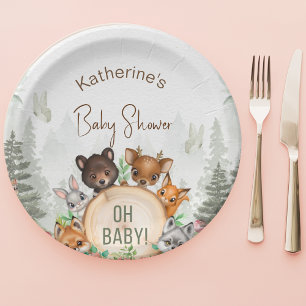 Assiettes En Carton Baby shower des animaux forestiers