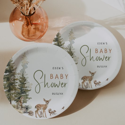 Assiettes En Carton Baby shower des animaux forestiers