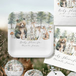 Assiettes En Carton Baby shower des animaux mignons de la forêt de l'o<br><div class="desc">DÉCOR baby shower, PLAQUES DE PAPIER | Parfait pour un garçon ou une fille, mignonne, doux, neutre genre, bébé animaux dans un cadre de pinède de montagne. Un adorable ours avec une couronne de feuillage sur la tête, un cerf, un renard, un lapin, un écureuil et un petit oiseau sont...</div>