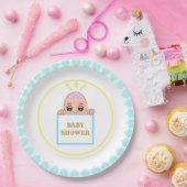 Assiettes En Carton Baby shower des Coeurs Turquoise (Fête)
