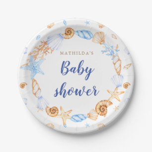 Assiettes En Carton baby shower des coquillages côtiers