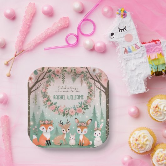 Assiettes En Carton Baby shower des créatures forestières enchantées (Fête)