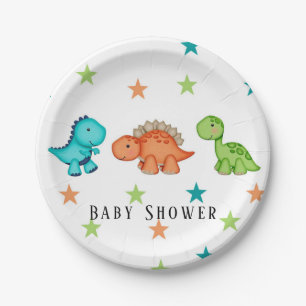 Assiettes En Carton Baby shower des Dinosaures et des Étoiles