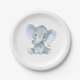 Assiettes En Carton Baby shower des éléphants, Plaques de fête d'an