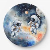 Assiettes En Carton Baby shower des jumeaux astronautes de l'espace ex (Devant)