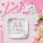 Assiettes En Carton Baby shower des ours jumeaux Eucalyptus (Fête)