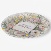 Assiettes En Carton Baby shower des papillons Fleurs sauvages Boho (Angle)