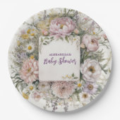 Assiettes En Carton Baby shower des papillons Fleurs sauvages Boho (Devant)