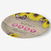 Assiettes En Carton Baby shower des papillons rose tournesol (Angle)