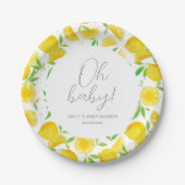 Assiettes En Carton Baby shower d'été de l'aquarelle citron (Devant)