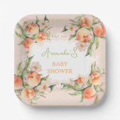Assiettes En Carton Baby shower d'été de l'aquarelle Florale Peach (Recto)