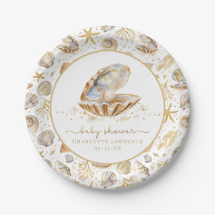 Assiettes En Carton Baby shower d'été Little Pearl Ocean