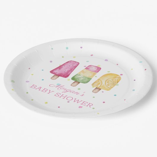 Assiettes En Carton Baby shower d'été pour les filles prêtes à pop (Angle)