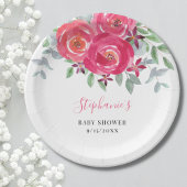 Assiettes En Carton Baby shower d'Eucalyptus rose