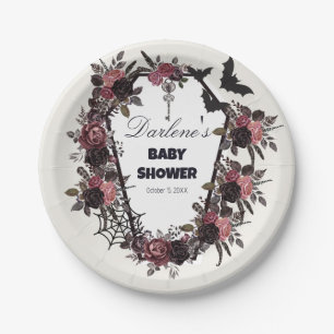 Assiettes En Carton Baby shower d'Halloween au café floral