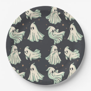 Assiettes En Carton Baby shower d'Halloween fantôme