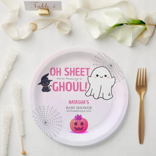 Assiettes En Carton Baby shower d'Halloween Pink Ghoul (Mariage)