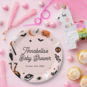 Assiettes En Carton Baby shower d'Halloween rose orange (Fête)