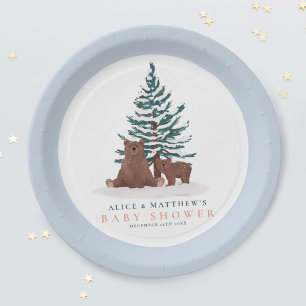 Assiettes En Carton Baby shower d'hiver À feuillage persistant pour bé