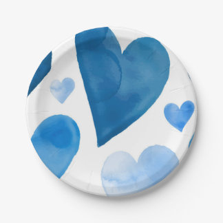 Assiettes En Carton Baby shower d'hiver Blue Hearts