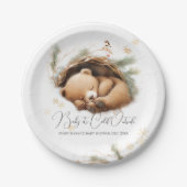 Assiettes En Carton Baby shower d'hiver de l'ours des bois à l'extérie (Devant)