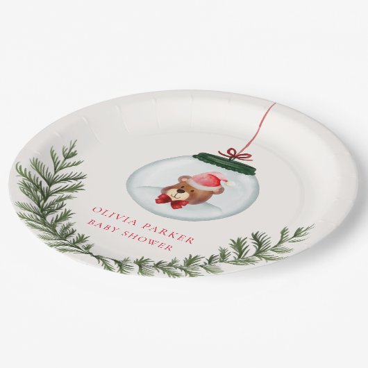 Assiettes En Carton Baby shower d'hiver de l'ours en peluche neutre se (Angle)