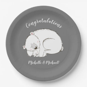 Assiettes En Carton Baby shower d'hiver de l'ours polaire