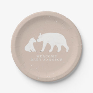 Assiettes En Carton Baby shower d'hiver de Mama et Baby Polar Bear Pin