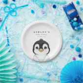 Assiettes En Carton Baby shower d'hiver de Pingouin mignon (Fête)