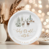 Assiettes En Carton Baby shower d'hiver des cerfs de forêt