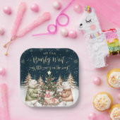 Assiettes En Carton Baby shower d'hiver Ours polaire Snowflake (Fête)