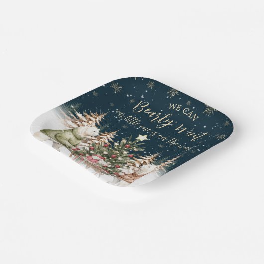 Assiettes En Carton Baby shower d'hiver Ours polaire Snowflake (Angulaire)