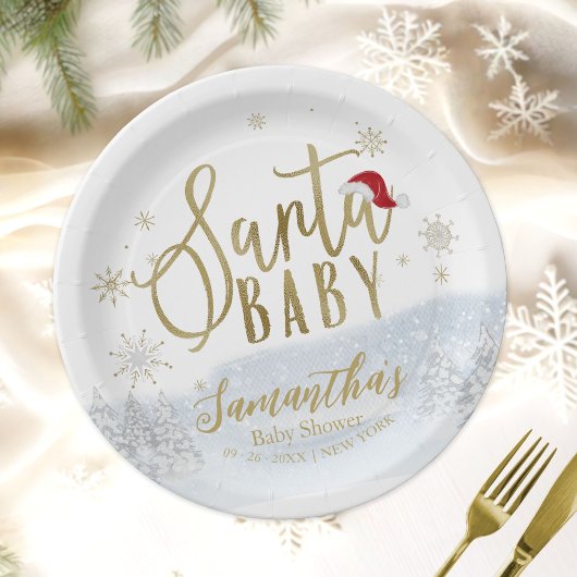 Assiettes En Carton Baby shower d'hiver père Noël Baby Christmas