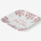 Assiettes En Carton Baby shower d'hiver Pink Rose Gold Snowflake (Angulaire)
