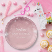 Assiettes En Carton Baby shower d'hiver rose fille (Fête)