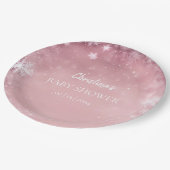 Assiettes En Carton Baby shower d'hiver rose fille (Angle)