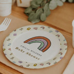 Assiettes En Carton Baby shower d'illustration Rainbow Newborn<br><div class="desc">Fêtez avec votre famille et vos amis avec ces douces plaques en papier Baby shower arc-en-ciel. Doté d'un arc-en-ciel dessiné à la main au milieu et d'un motif d'illustrations de nouveau-nés sur la garniture. Personnalisez en ajoutant votre nom.</div>