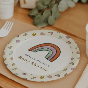 Assiettes En Carton Baby shower d'illustration Rainbow Newborn