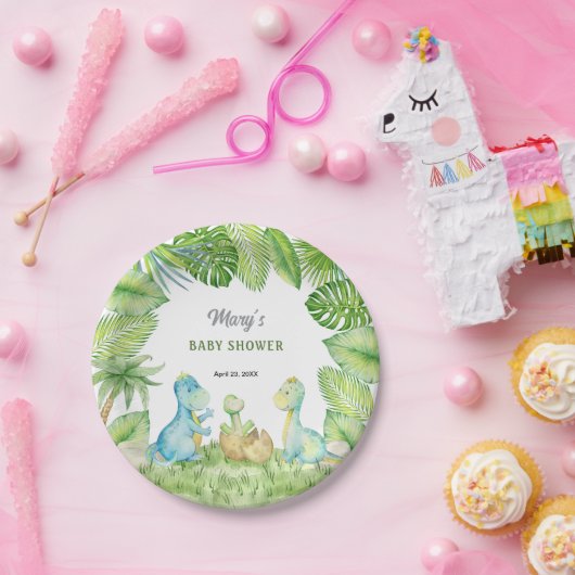 Assiettes En Carton Baby shower Dinosaur (Fête)